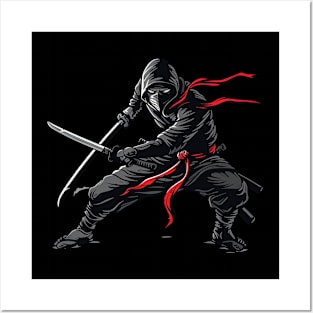 ninja with two swords Posters and Art